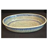 Pretty Hand Made Polish Pottery Oval Serving Dish