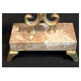 Pair of Israeli Brass & Marble Candlesticks