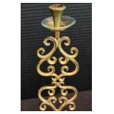 Pair of Israeli Brass & Marble Candlesticks