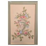 Delicate Framed and Matted Grecian Urn Needlepoint