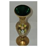 Lovely Hand-Painted Green Glass Vase