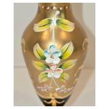 Lovely Hand-Painted Green Glass Vase