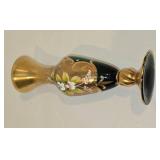 Lovely Hand-Painted Green Glass Vase