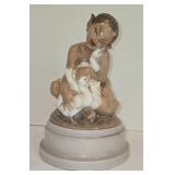 Precious Vintage Dahl Jensen Copenhagen Faun with Ducklings Porcelain Figure