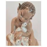 Precious Vintage Dahl Jensen Copenhagen Faun with Ducklings Porcelain Figure