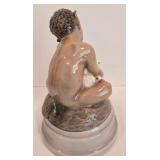 Precious Vintage Dahl Jensen Copenhagen Faun with Ducklings Porcelain Figure