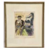 Original Signed & Numbered Ira Moskowitz Etching, "Scholars"
