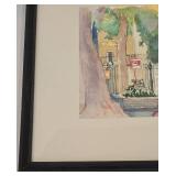 Original Signed Cerda Watercolor Cafe Scene
