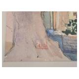 Original Signed Cerda Watercolor Cafe Scene