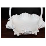 Fenton Hobnail Milk Glass Basket