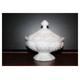 Fenton Hobnail Milk Glass Candy Dish