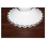Fenton Silver Crest Milk Glass Bowl & Candlesticks