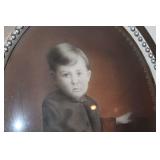 Antique Portrait & Convex Glass Frame
