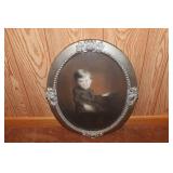 Antique Portrait & Convex Glass Frame