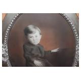 Antique Portrait & Convex Glass Frame