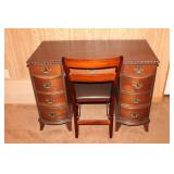 Mahogany Desk & Folding Wooden Chair