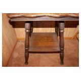 Antique Quarter Sawed Oak Table & Mirror Set