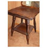 Antique Quarter Sawed Oak Table & Mirror Set