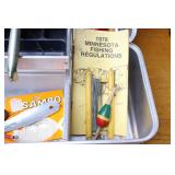 Vintage UMCO 173AS Tackle Box and Contents…Hot-Shot S-M2, Kautzky Lazy Ike,  Heddon Wood Cobra and More
