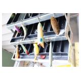 Vintage UMCO 173AS Tackle Box and Contents…Hot-Shot S-M2, Kautzky Lazy Ike,  Heddon Wood Cobra and More