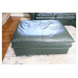 Beautiful Dark Hunter Green Sealy Leather Corner-Sectional Sofa w/ Ottoman