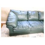 Beautiful Dark Hunter Green Sealy Leather Corner-Sectional Sofa w/ Ottoman
