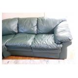 Beautiful Dark Hunter Green Sealy Leather Corner-Sectional Sofa w/ Ottoman
