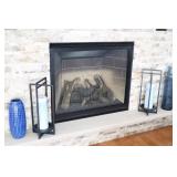 Interior Decor…Candle Metal Art, Ceramic Vessel, Blue Glass Jar Vase