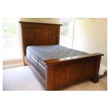 A.R.T. Furniture Solid Wood Bed w/Box Spring Hammered Metal Headboard Side-Scroll