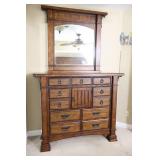 A.R.T. Furniture LARGE Solid Wood Tallboy Chest Two-Piece Dresser/Mirror w/Dovetail Drawers…