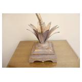 Interior Home DeCor...Metal/Wood Floral Wall Art and Bamboo-Style Slim Table Nightstand Lamp...