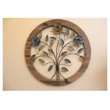 Interior Home DeCor...Metal/Wood Floral Wall Art and Bamboo-Style Slim Table Nightstand Lamp...