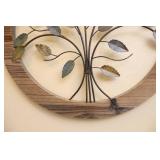 Interior Home DeCor...Metal/Wood Floral Wall Art and Bamboo-Style Slim Table Nightstand Lamp...