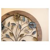 Interior Home DeCor...Metal/Wood Floral Wall Art and Bamboo-Style Slim Table Nightstand Lamp...