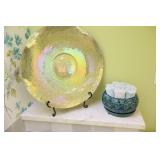 Home DeCor…23-Inch Glass Decorative Plate w/Stand, Ceramic Bowl w/Towels