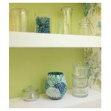 Interior Home DeCor...Glass Apothecary Jars w/Teal Accents Etc
