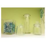Interior Home DeCor...Glass Apothecary Jars w/Teal Accents Etc