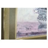 Interior Home DeCor...LARGE Framed Wall Art Aloe Plant in Vase...