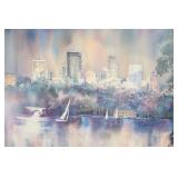 Signed Artwork 896/900 By Artist Lou Roman 1991 ‘City Lights’ w/COA…