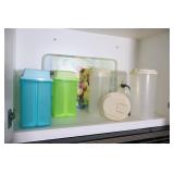 Tupperware Pickle Storage Bins, Cutting Board Etc