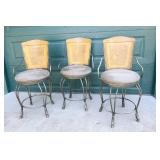 Furniture Kitchen Dining Bar...Swivel Metal Wood Back Padded Cushion Seat Counter Height Chairs