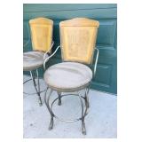 Furniture Kitchen Dining Bar...Swivel Metal Wood Back Padded Cushion Seat Counter Height Chairs