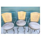 Furniture Kitchen Dining Bar...Swivel Metal Wood Back Padded Cushion Seat Counter Height Chairs