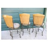 Furniture Kitchen Dining Bar...Swivel Metal Wood Back Padded Cushion Seat Counter Height Chairs