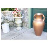 Home & Patio DeCor…Tall Heavy Indoor Clay Concrete-Style Urn Vessel Flower Pot…