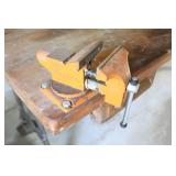 Antique Cast Iron-Legged Solid Wood Work Bench Sewing Crafting Table w/Vise…