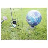 Lawn Garden & Patio DeCor…Metal Yard Art, Glass Gazing Ball w/Stand Etc