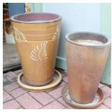 Lawn Garden & Patio DeCor…Tall Clay Leaf-Motif Flower Pot…