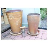 Lawn Garden & Patio DeCor…Tall Clay Leaf-Motif Flower Pot…