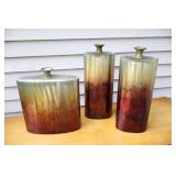 Home DeCor...Metal Tin Art Flower Copper-Style Containers